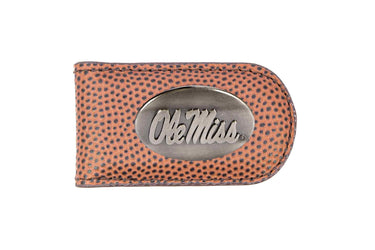 Ole Miss Rebels Leather Magnetic Money Clip Wallet - Silver Emblem Fan Gift - 6 Colors