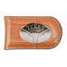 Texas Longhorns Leather Magnetic Money Clip Wallet - Silver Emblem Fan Gift - 6 Colors