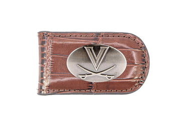 Virginia Cavaliers Leather Magnetic Money Clip Wallet - Silver Emblem Fan Gift - 6 Colors