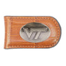 Virginia Tech Hokies Leather Magnetic Money Clip Wallet - Silver Emblem Fan Gift - 6 Colors