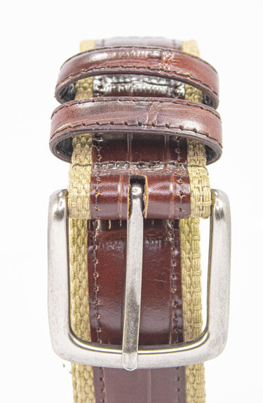 Southern Miss Eagles Khaki Webbed Belt With Croc Leather Inlay | Collegiate Casual Game Day Belt