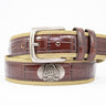 ECU Pirates Khaki Webbed Belt With Croc Leather Inlay | Collegiate Casual Game Day Belt