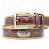 West Virginia Mountaineers Khaki Webbed Belt With Croc Leather Inlay | Collegiate Casual Game Day Belt