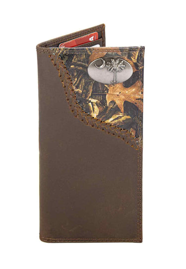 SC Palmetto Camo Corner Leather Wallet – Bifold, Trifold or Tall Roper – Outdoorsman Gift.