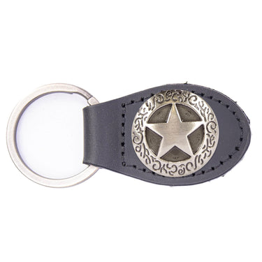 Texas Star Leather Keychain - Brown or Black Leather Key Ring - Gift for Him