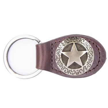 Texas Star Leather Keychain - Brown or Black Leather Key Ring - Gift for Him