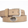 Anchor Men's Leather Belt - Crazy-horse Finish With Silver Metal Emblem - Outdoor Rugged Belt.