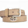 Cross Men's Leather Belt - Crazy-horse Finish With Silver Metal Emblem - Outdoor Rugged Belt.
