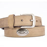 Jesus Fish Men's Leather Belt - Crazy-horse Finish With Silver Metal Emblem - Outdoor Rugged Belt.
