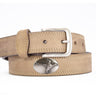 Mallard Men's Leather Belt - Crazy-horse Finish With Silver Metal Emblem - Outdoor Rugged Belt.