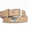 SC Palmetto Men's Leather Belt - Crazy-horse Finish With Silver Metal Emblem - Outdoor Rugged Belt.