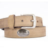 Peanut Men's Leather Belt - Crazy-horse Finish With Silver Metal Emblem - Outdoor Rugged Belt.