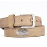 Turkey Men's Leather Belt - Crazy-horse Finish With Silver Metal Emblem - Outdoor Rugged Belt.