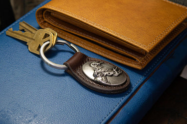Buck Leather Keychain - Brown or Black Leather Key Ring - Gift for Him