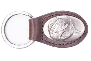 Dolphin Mahi Leather Keychain - Brown or Black Leather Key Ring - Gift for Him