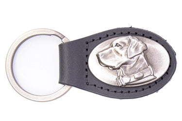 Lab Leather Keychain - Brown or Black Leather Key Ring - Gift for Him