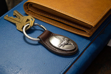 Mallard Leather Keychain - Brown or Black Leather Key Ring - Gift for Him