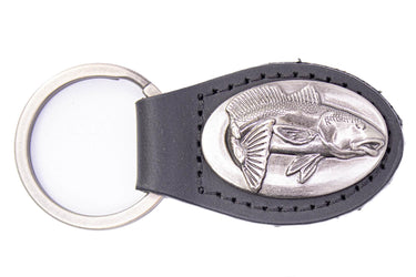 Redfish Leather Keychain - Brown or Black Leather Key Ring - Gift for Him
