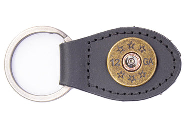 Shot Shell Leather Keychain - Brown or Black Leather Key Ring - Gift for Him