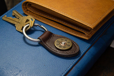 Shot Shell Leather Keychain - Brown or Black Leather Key Ring - Gift for Him