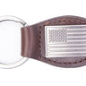 American Flag Leather Keychain - Brown or Black Leather Key Ring - Gift for Him