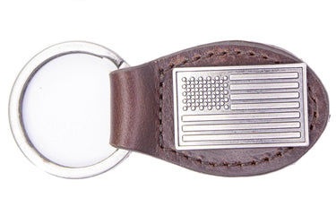 American Flag Leather Keychain - Brown or Black Leather Key Ring - Gift for Him