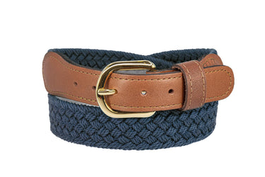 Mens Braided Cotton Belt | Woven Belt with Leather Tabs | Solid Brass Buckle