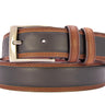 Mens Two Tone Full Grain Leather Belt | Black Leather Belt with Brown Trim| Casual Dress Belt