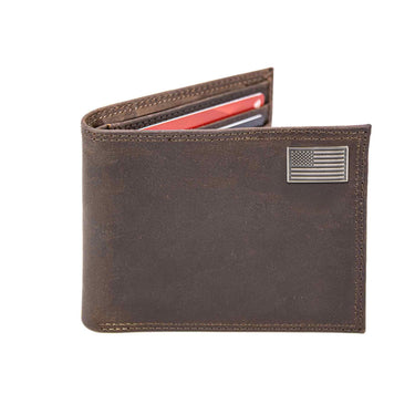 American Flag Leather Bifold Wallet for Men | Full Grain Leather Wallet | Gift for Him