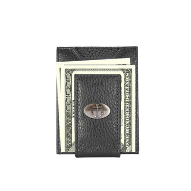 Anchor Magnetic Leather Wallet | Slim Front Pocket Card Holder | Minimalist Clip Wallet