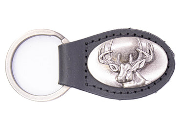 Buck Leather Keychain - Brown or Black Leather Key Ring - Gift for Him