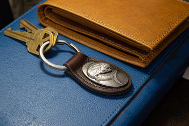 Dolphin Mahi Leather Keychain - Brown or Black Leather Key Ring - Gift for Him