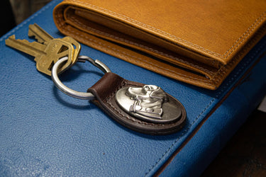 Lab Leather Keychain - Brown or Black Leather Key Ring - Gift for Him
