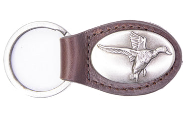 Mallard Leather Keychain - Brown or Black Leather Key Ring - Gift for Him