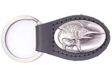 Marlin Leather Keychain - Brown or Black Leather Key Ring - Gift for Him