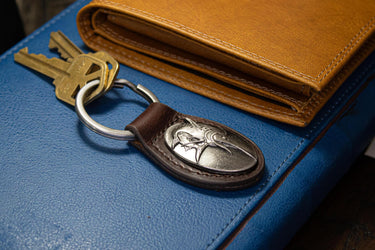 Marlin Leather Keychain - Brown or Black Leather Key Ring - Gift for Him