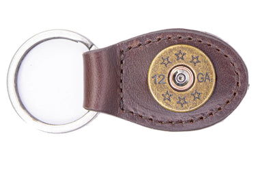 Shot Shell Leather Keychain - Brown or Black Leather Key Ring - Gift for Him