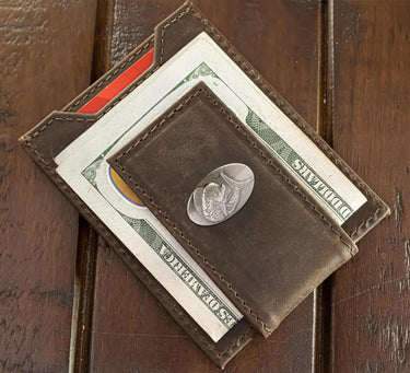 Dolphin Mahi Magnetic Leather Wallet | Slim Front Pocket Card Holder | Minimalist Clip Wallet