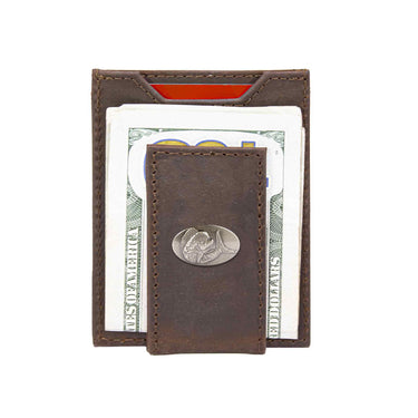 Dolphin Mahi Magnetic Leather Wallet | Slim Front Pocket Card Holder | Minimalist Clip Wallet