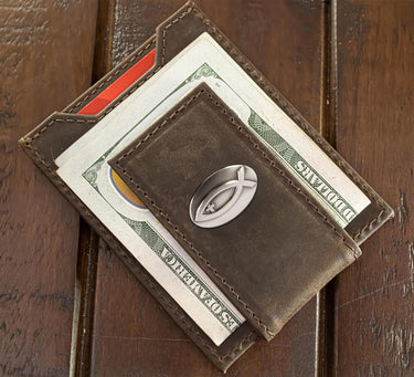 Jesus Fish Magnetic Leather Wallet | Slim Front Pocket Card Holder | Minimalist Clip Wallet