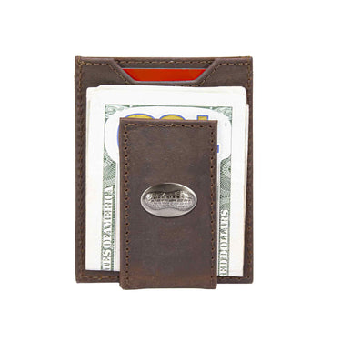 Peanut Magnetic Leather Wallet | Slim Front Pocket Card Holder | Minimalist Clip Wallet