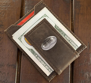 Peanut Magnetic Leather Wallet | Slim Front Pocket Card Holder | Minimalist Clip Wallet