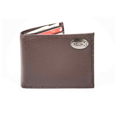 Jesus Fish Leather Bifold Wallet for Men | Full Grain Leather Wallet | Gift for Him