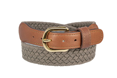 Mens Braided Cotton Belt | Woven Belt with Leather Tabs | Solid Brass Buckle