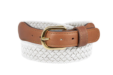 Mens Braided Cotton Belt | Woven Belt with Leather Tabs | Solid Brass Buckle