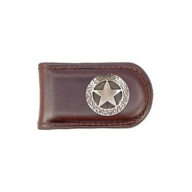 Texas Star Leather Magnetic Money Clip Wallet - Slim Front Pocket Silver Emblem - 6 Colors