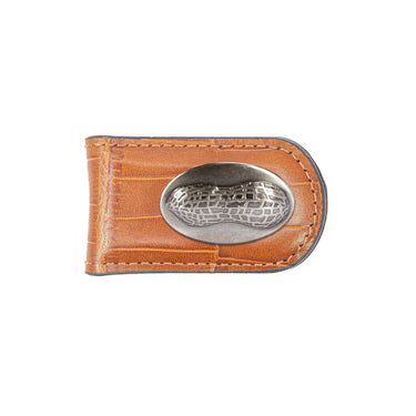 Peanut Leather Magnetic Money Clip Wallet - Slim Front Pocket Silver Emblem - 6 Colors