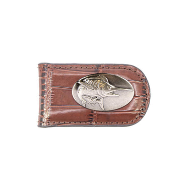 Marlin Leather Magnetic Money Clip Wallet - Slim Front Pocket Silver Emblem - 6 Colors