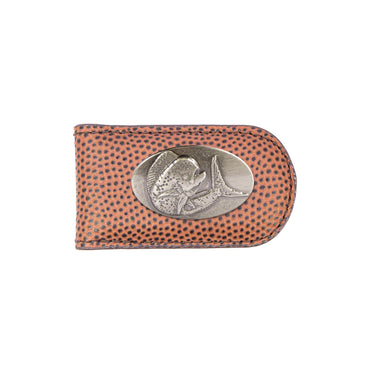 Dolphin Mahi Leather Magnetic Money Clip Wallet - Slim Front Pocket Silver Emblem - 6 Colors