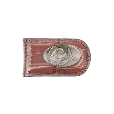Dolphin Mahi Leather Magnetic Money Clip Wallet - Slim Front Pocket Silver Emblem - 6 Colors